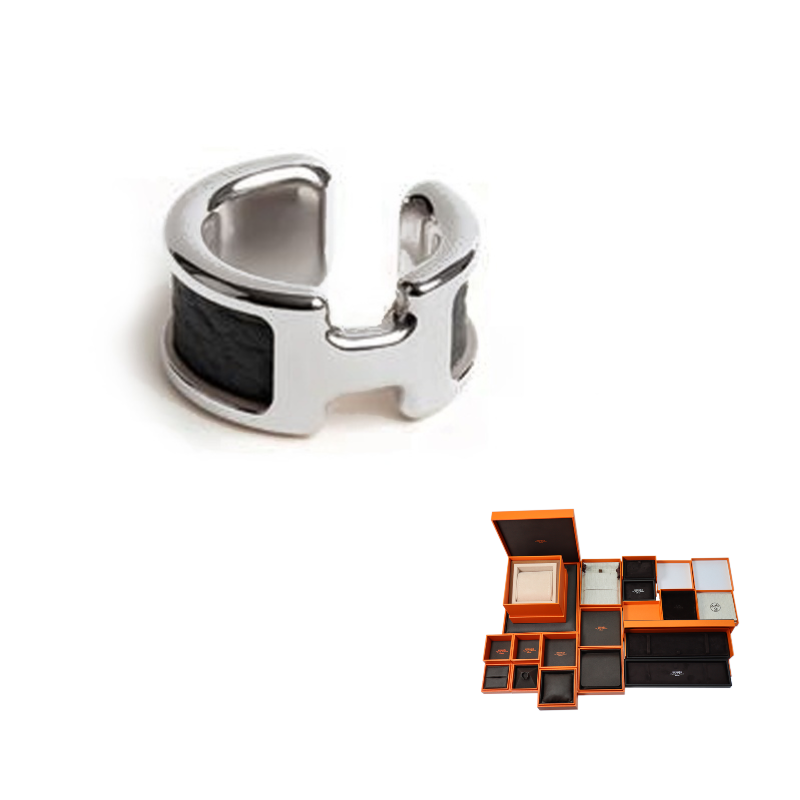 HERMES Metal Clip-On Earrings Unisex Silver