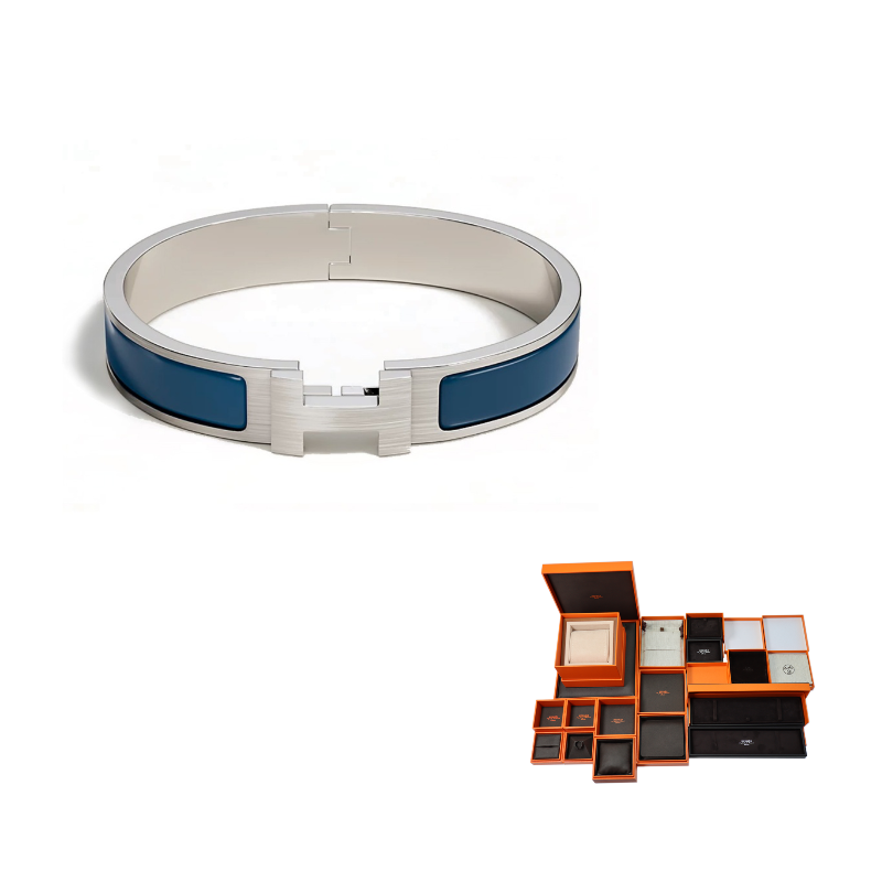 HERMES Metal Bangles Men's Silver/Blue
