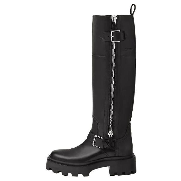 HERMES Jaime Knee-high Boots 5cm Women's Black