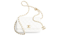 CHANEL Grained Calfskin Shoulder Bag Crossbody Bag Women's White