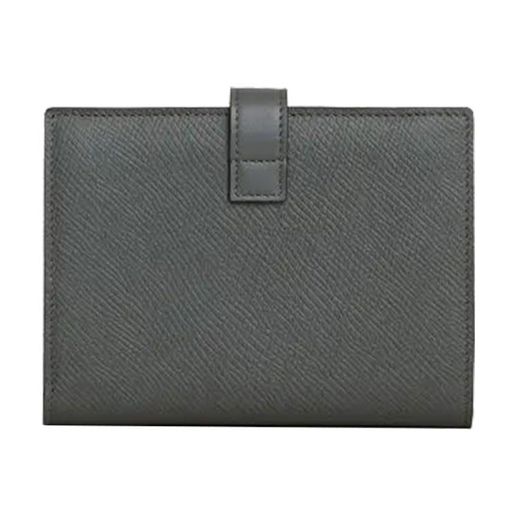 CELINE Cow Leather Wallet Women's Gray