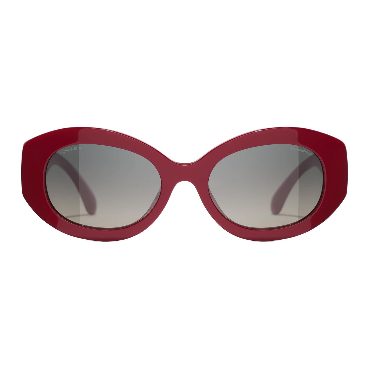 CHANEL Nylon Acetate Irregular Shape Sunglasses Women's Red