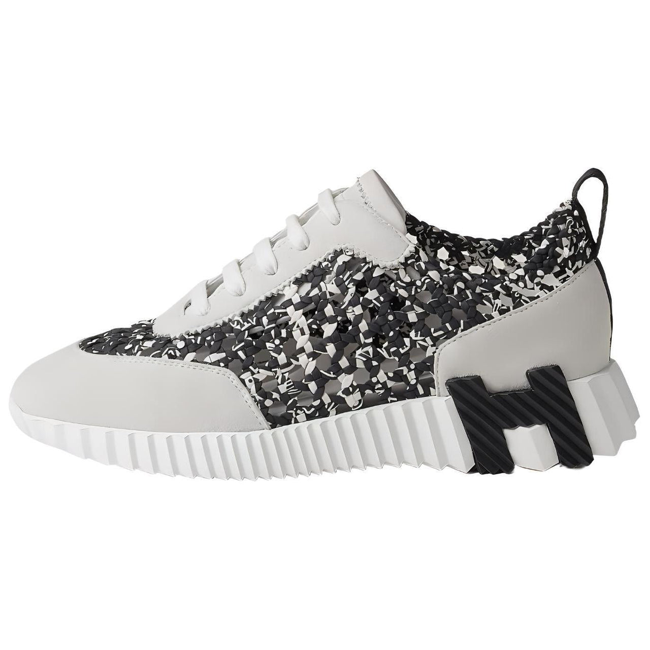 HERMES Bouncing Low Top Casual Shoes Women's Black White