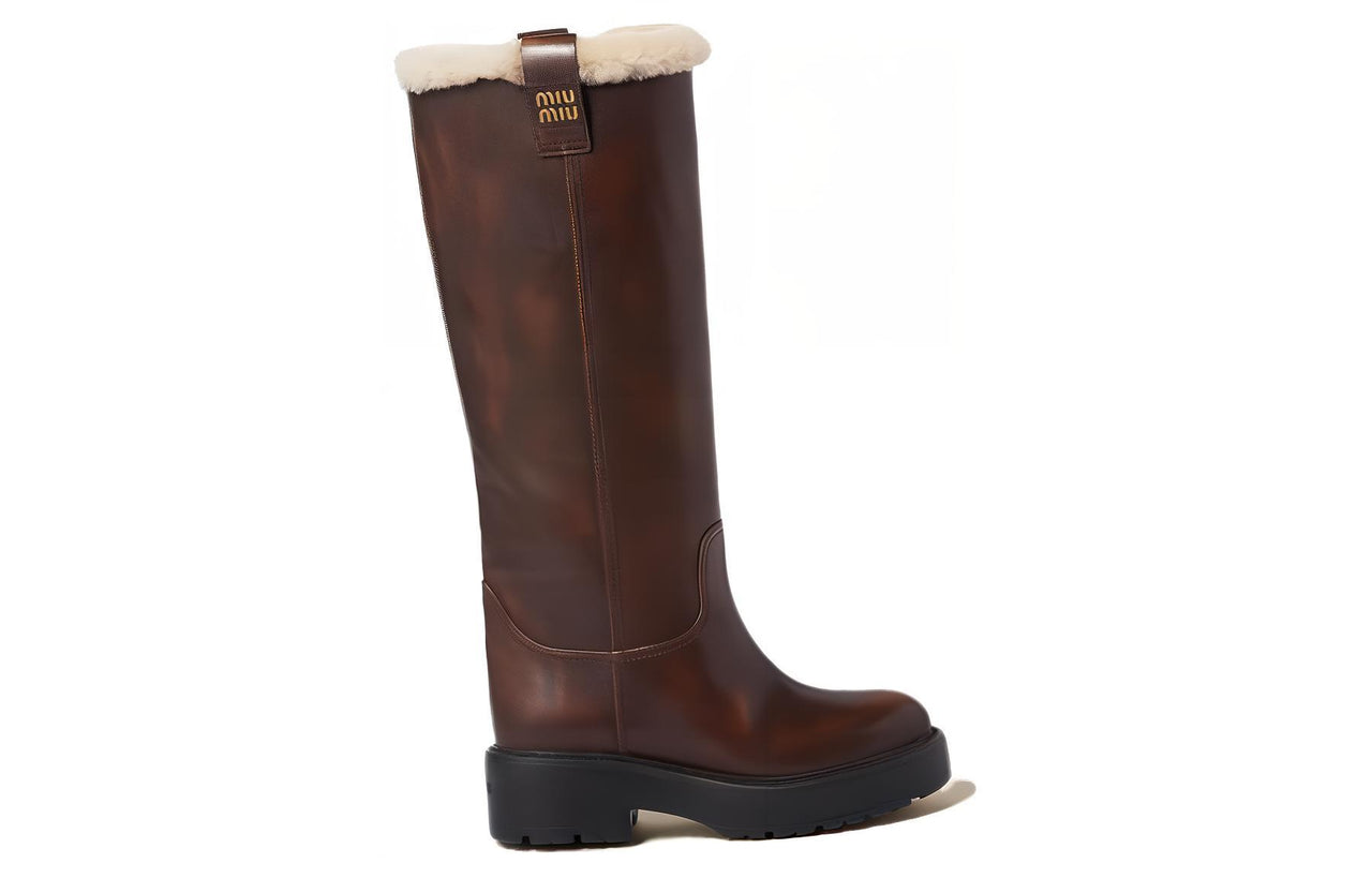 MIU MIU Knee high Boots 5.5cm Women's Brown