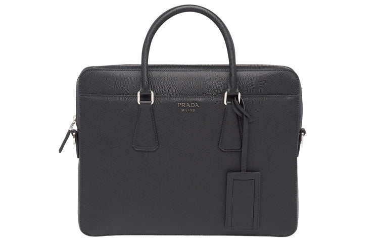 PRADA Leather Laptop Bag, Briefcase, Crossbody Bag Men's Black