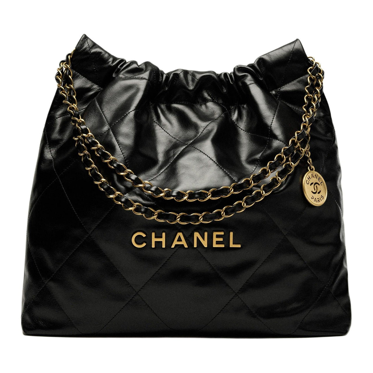 CHANEL Cow Leather Hobo Bag One Shoulder Women's Black