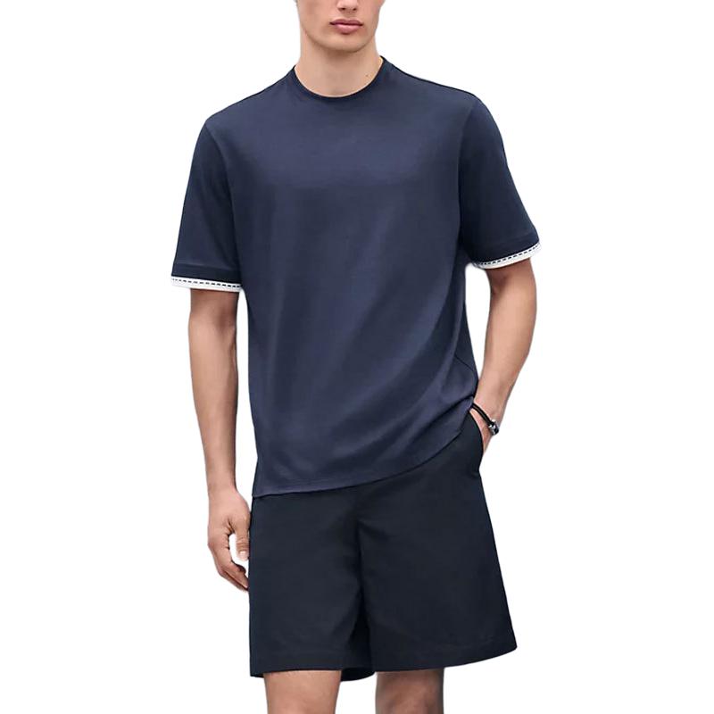 HERMES SS25 T Shirt Men's Deep Sea Blue