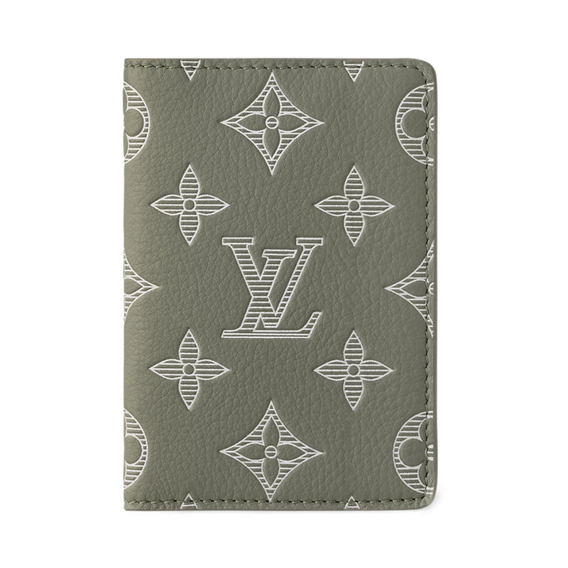 LOUIS VUITTON Calfskin Card Holder Men's Olive Green