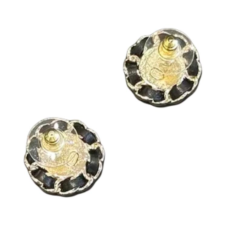 CHANEL Metal Earrings Women's Black