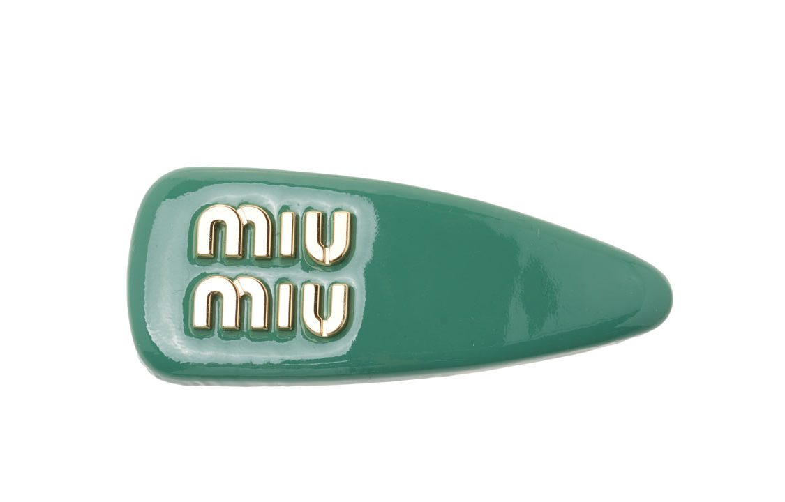 MIU MIU Leather Hair Clips Women's Green