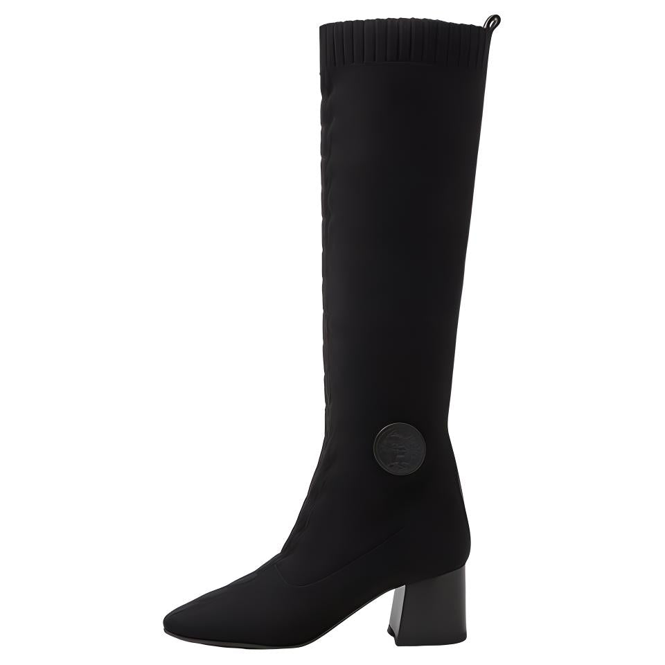 HERMES Knee-high Boots Women's Black