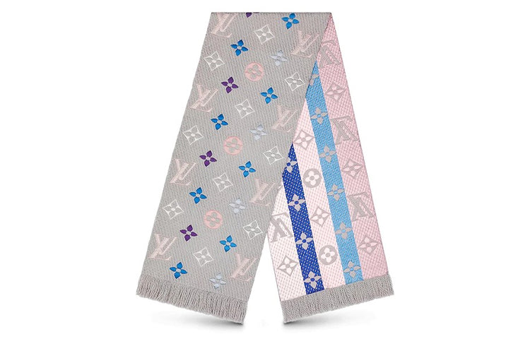 LOUIS VUITTON Wool Silk Knit Scarves Women's Multicolor Rainbow