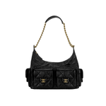 CHANEL 25C Shiny Lambskin Shoulder Bags Black