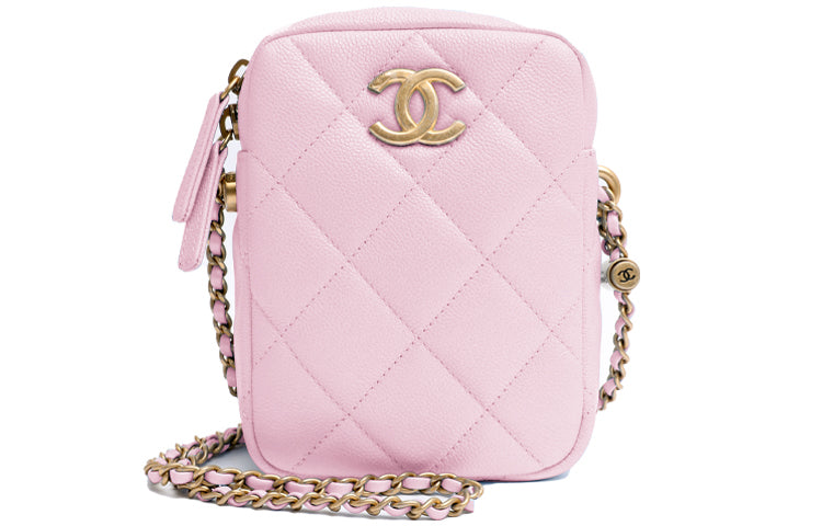 CHANEL Calfskin Box Bag Shoulder Bag Cell Phone Bag Camera Bag Crossbody Bag Mini Women's Light Purple Pink