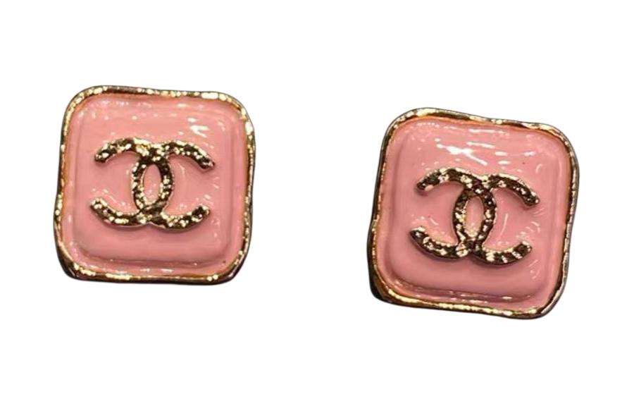 CHANEL Stud Earrings Women's Pink