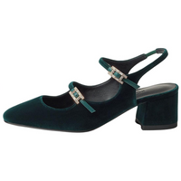 HERMES Jackie Chunky Heel Mary Jane Shoes 5cm Women's Jasper