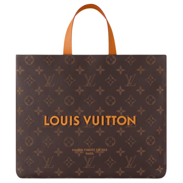LOUIS VUITTON SHOPPER Coated Canvas Tote Bag Shopping Bag Handbag Medium Size Men's Brown