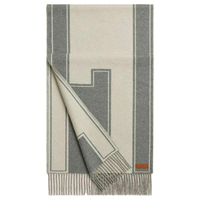 HERMES Cashmere Knit Scarves Unisex Gray