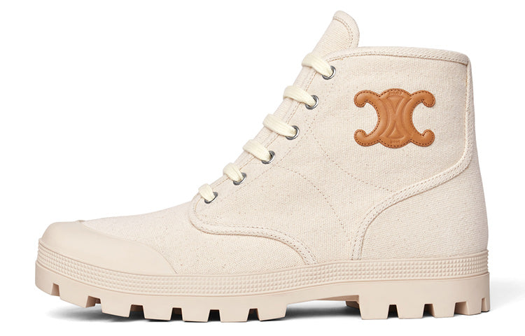 CELINE Patapans Ankle Boots Women's Beige