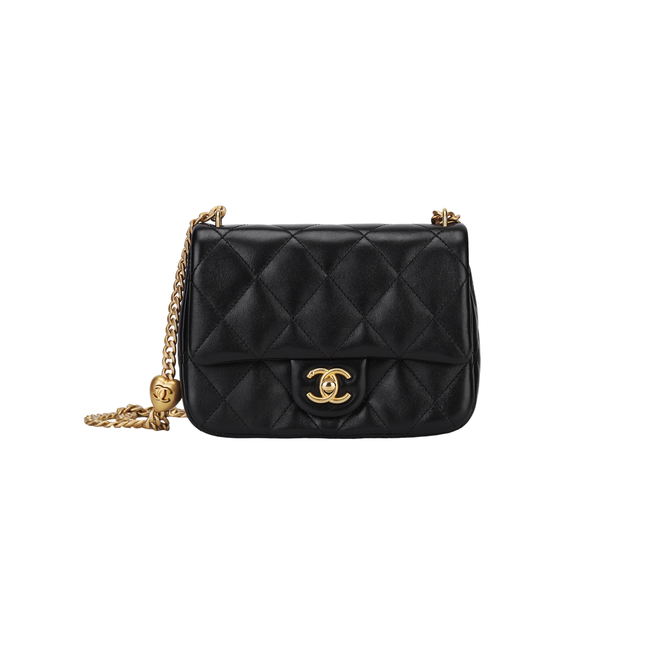 CHANEL Sheepskin Crossbody Bag Shoulder Bag Women's Black