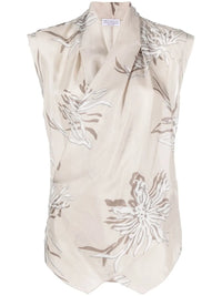 Brunello Cucinelli Abstract-Print Silk Blouse