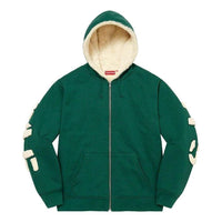Supreme Faux Fur Lined Zip Up Hooded Sweatshirt 'Green White' SUP-FW22-813