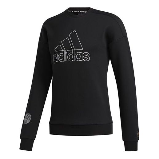 adidas Logo Printing Sports Pullover Black FU6222