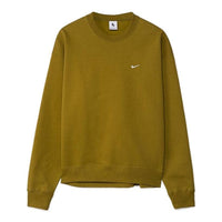 Nike Solo Swoosh Fleece Solid Color Logo Embroidered Long Sleeves Mustard Yellow CV0554-318