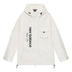 New Balance Men's New Balance Logo Printing Cargo Woven Hooded Jacket White AMJ13392-IV