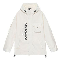 New Balance Men's New Balance Logo Printing Cargo Woven Hooded Jacket White AMJ13392-IV