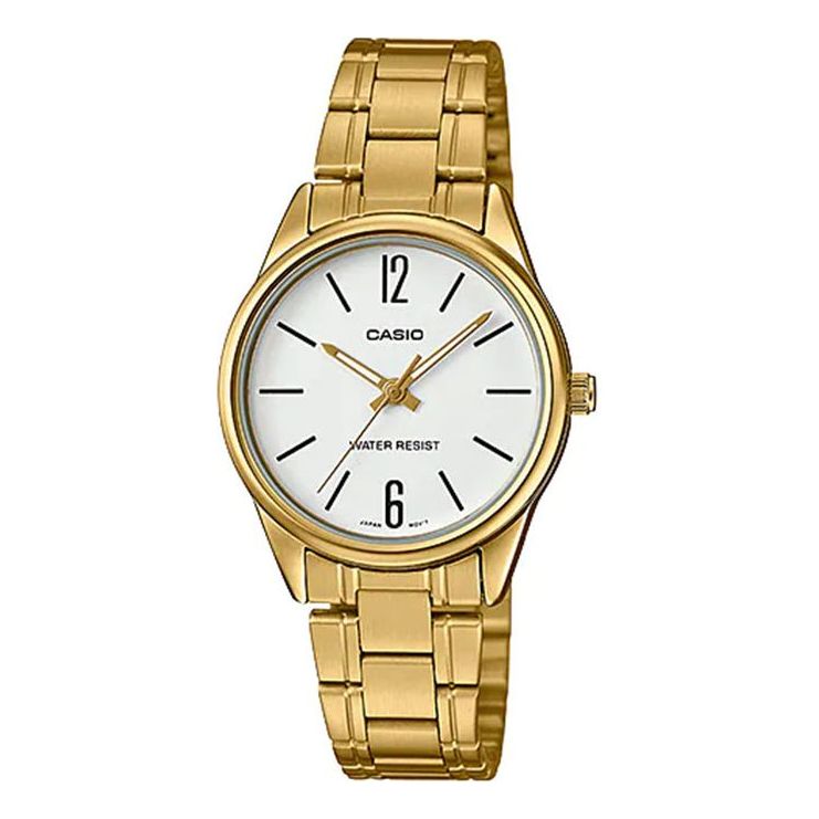 CASIO Fashion Stylish Steel Strip Waterproof Quartz Watch White Stainless Steel Strap LTP-V005G-7B