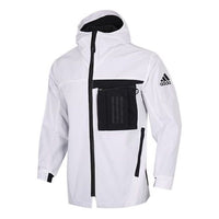 adidas Zipper Cargo Woven Fleece Lined Jacket White FM9394
