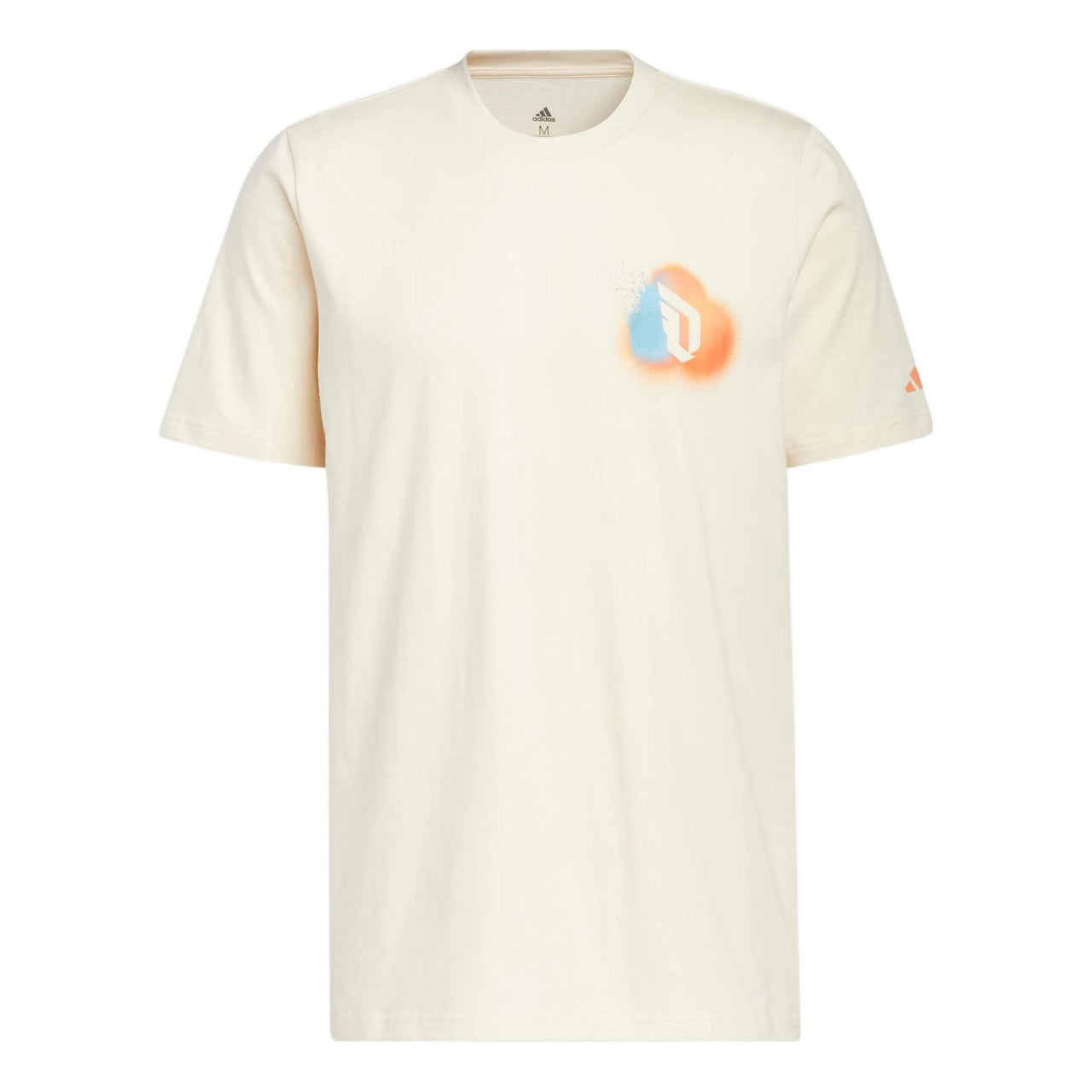 adidas Multi-Color Logo Printing Round Neck Short Sleeve Creamy White IC8111