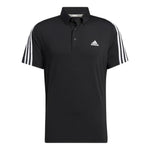 adidas Solid Color Stripe Logo Casual Short Sleeve Polo Shirt Black HG8269