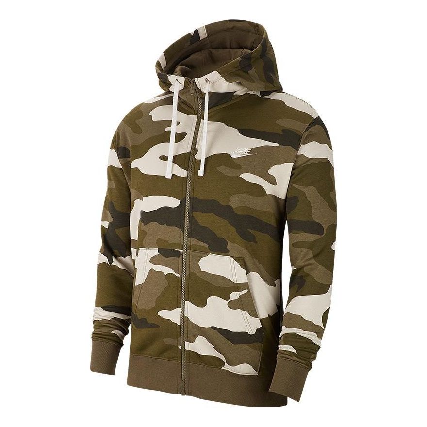 Nike camouflage sports zipped hooded jacket 'Green' BV3625-222