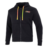 Men's Nike Kangaroo Pocket Chest Multi-Color Printing Drawstring Pullover Black DQ7565-010
