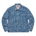 Supreme SS19 Gonz Map Work Jacket Pattern Zipper Unisex Blue SUP-SS19-10190
