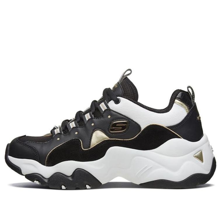 (WMNS) Skechers D'lites 3.0 Sneakers Black/White/Gold 88888374-BKGD