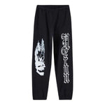 HERON PRESTON Flaming Skull Sweat Pants 'Black White' HMCH027F22JER0011001