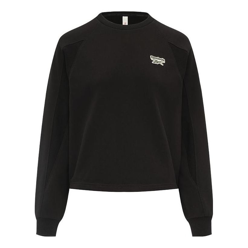 (WMNS) Reebok Round Neck Knitted Loose Casual Pullover Sweatshirt 'Black' 23FRC304WGH0