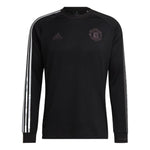 Men's adidas Stripe Round Neck Long Sleeves Black T-Shirt HG7747