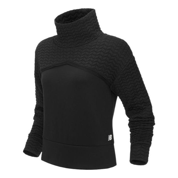 (WMNS) New Balance High Collar Solid Color Slim Fit Hoodie Black WT13119-BK