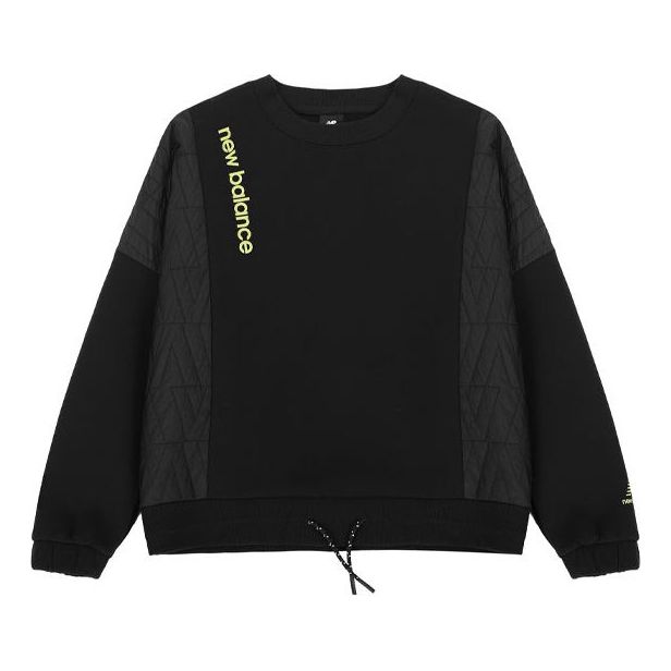 (WMNS) New Balance Solid Color Drawstring Round Neck Pullover Hoodie Black AWT14371-BK