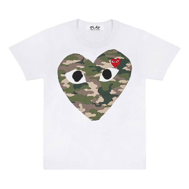(WMNS) COMME des GARCONS PLAY Camouflage Large Logo Short Sleeve Tee 'White' AZ-T241-051-1