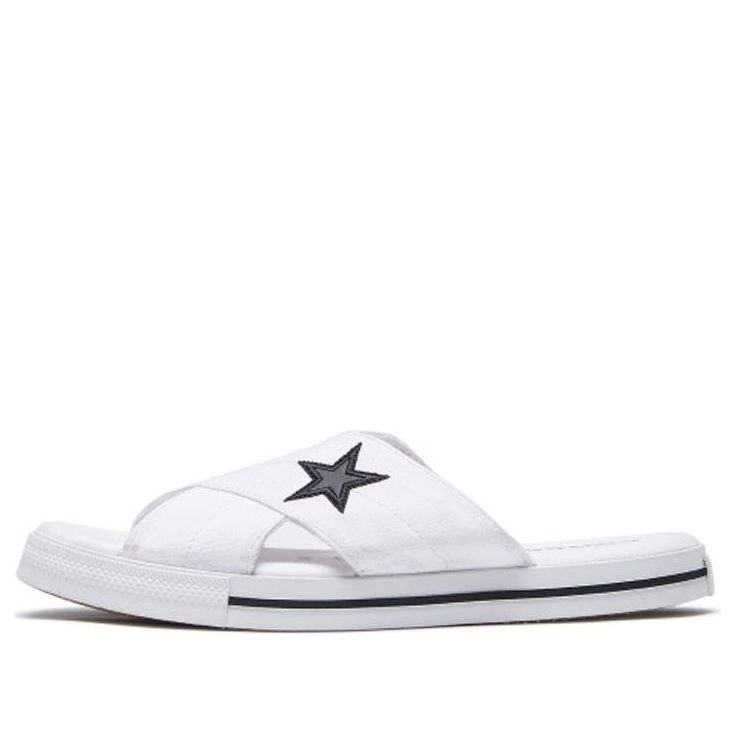 (WMNS) Converse One Star Slide Canvas White Slippers 'White Black' 565530C