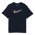 Men's Nike Flowers Large Logo Casual Sports Solid Color Round Neck Short Sleeve Black T-Shirt DV1215-010