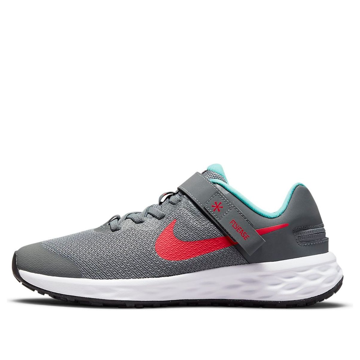 (GS) Nike Revolution 6 FlyEase 'Smoke Grey Siren Red' DD1113-006