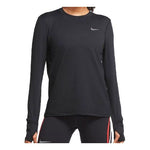(WMNS) Nike Sports Running Round Neck Solid Color Long Sleeves Black T-Shirt CU3278-010