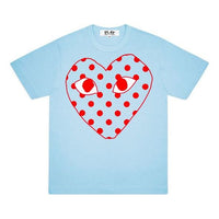COMME des GARCONS PLAY Kawakubo Rei Red Love Printing Short Sleeve Blue AZ-T276-051-1