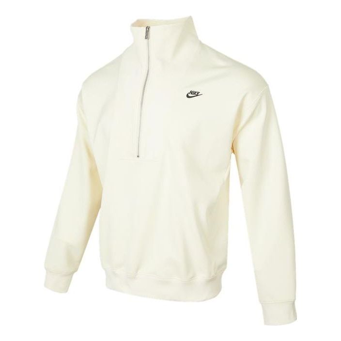 Men's Nike Casual Logo Printing Half Zipper High Collar Pullover Autumn White DQ4238-113